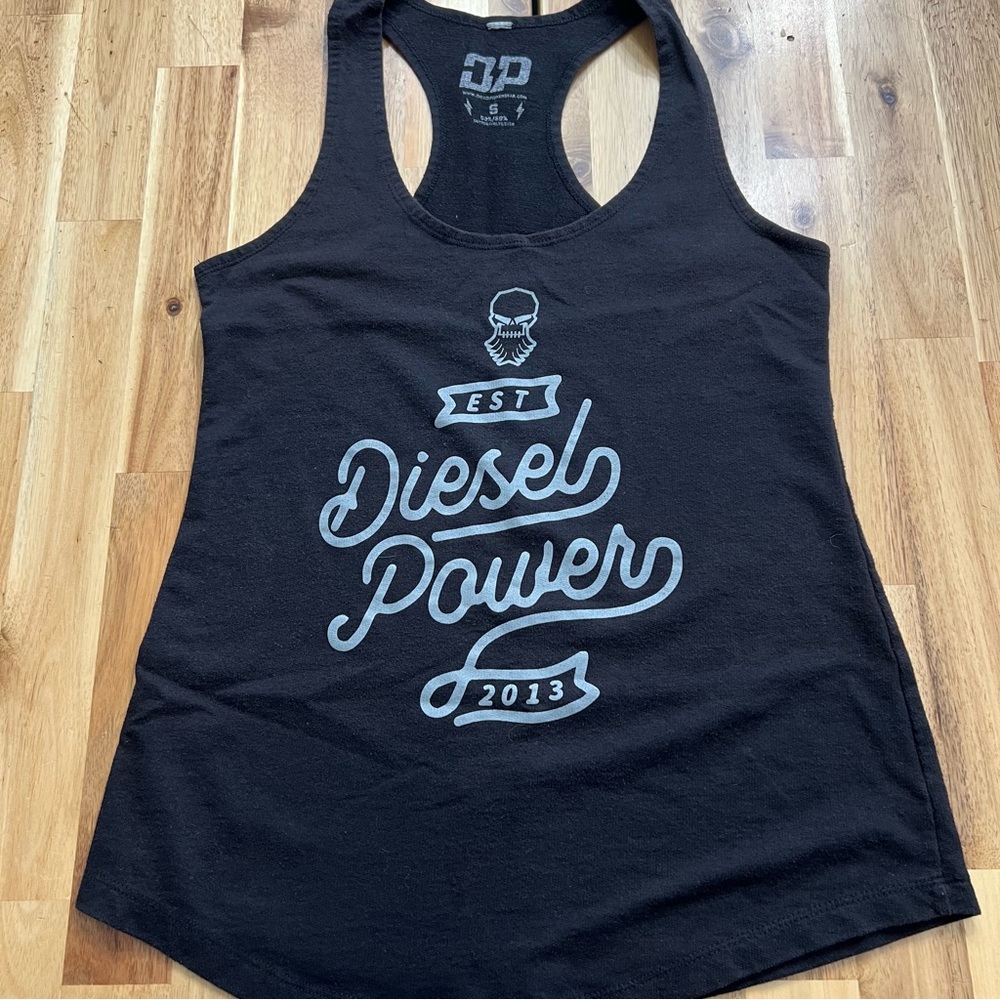 Diesel Power Graphic Tank Top Black Racerback Gym Shirt Small